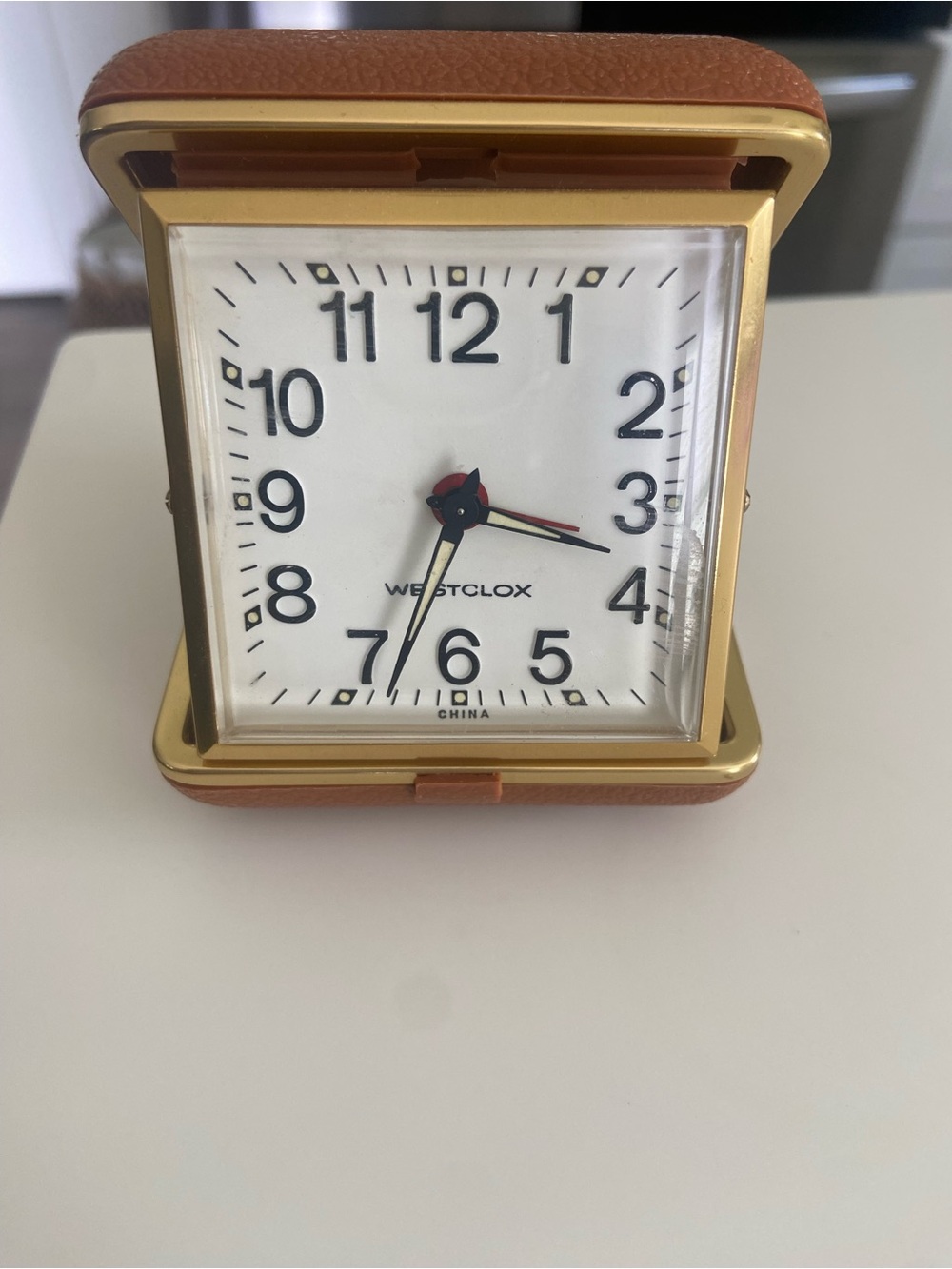 Vintage Westclox Wind Up Folding Travel Alarm Clock